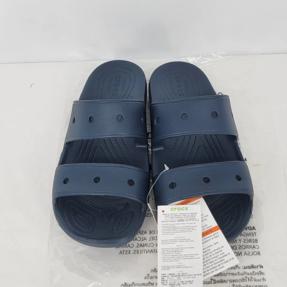 Crocs Classic Sandal Navy Blue Mens 10 Womens 12 Two Strap Slide